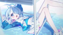 Rule 34 | 1girl, aakin5349, arona (blue archive), blue archive, blue eyes, blue hair, blue shirt, blush, bow hairband, braid, choker, colored inner hair, desk, hair over one eye, hairband, halo, highres, korean commentary, legs, long sleeves, looking at viewer, lying, midriff peek, multicolored hair, navel, on back, open mouth, pink hair, pleated skirt, sailor collar, school desk, shirt, shoes, short hair, skirt, smile, sneakers, solo, two-tone hair, under table, white choker, white footwear, white hairband, white sailor collar, white skirt