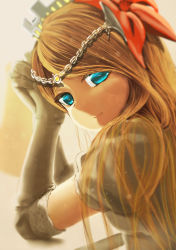Rule 34 | 1girl, artist request, blonde hair, blue eyes, chain, crown, flower, gloves, long hair, overlord (maruyama), puffy sleeves, renner theiere chardelon ryle vaiself, smile, solo, tiara