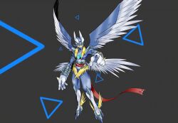 Rule 34 | angemon, armor, claws, covered eyes, digimon, digimon (creature), digimon adventure 02, fusion, mask, original, wings, xv-mon