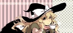 Rule 34 | 1girl, blonde hair, cup, female focus, hat, kirisame marisa, long hair, perfect cherry blossom, rai (3stone), scarf, solo, touhou, witch, witch hat, yellow eyes
