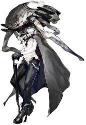 Rule 34 | 10s, 1girl, abyssal ship, ankle boots, bodysuit, boots, cane, cape, colored skin, covered mouth, full body, gloves, glowing, hat, high heels, kantai collection, long hair, official art, oguchi, pale skin, personification, silver hair, solo, transparent background, white skin, wo-class aircraft carrier