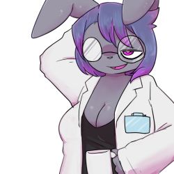 Rule 34 | rabbit, furry, glasses, highres, kaijari (mixeeeel), purple eyes, purple hair, short hair