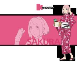 Rule 34 | 1girl, alternate costume, female focus, flat chest, haruno sakura, japanese clothes, looking at viewer, naruto: the last, naruto (series), official art, solo