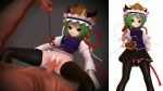 Rule 34 | 1boy, 1girl, 3d, animated, before and after, black skirt, black thighhighs, bottomless, breasts, censored, covered erect nipples, green eyes, green hair, grey background, hat, hetero, highres, hypnosis, ichii ni (desufinal112), instant loss, looking at viewer, mikumikudance (medium), mind control, open mouth, penis, pov, pussy, rape, rod, rod of remorse, sex, shiki eiki, short hair, simple background, skirt, small breasts, tagme, thighhighs, touhou, uniform, vaginal, video, white background