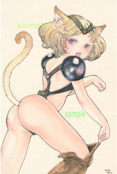 Rule 34 | 1girl, animal ears, ass, cat ears, cat girl, cat tail, dated, emiya tachi, heart, highres, prime rose, signature, tail