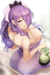 Rule 34 | 1girl, ass, breasts, camilla (fire emblem), cleavage, fire emblem, highres, large breasts, nintendo, purple eyes, purple hair, solo, towel