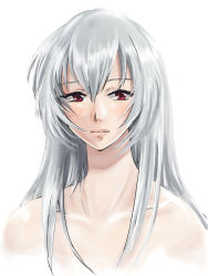 Rule 34 | 1girl, alternate hairstyle, ayanami rei, blue hair, expressionless, gino0808, lips, long hair, neon genesis evangelion, red eyes, solo