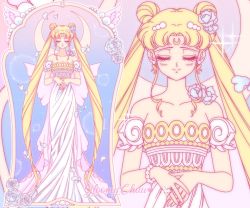 Rule 34 | bishoujo senshi sailor moon, dress, flower, highres, mroczniak (gloomy chuu), princess serenity, rose, tsukino usagi, white dress