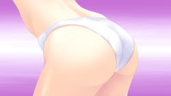 Rule 34 | 1girl, ass, from behind, game cg, guardian place, highres, hip focus, panties, simple background, solo, thighs, tsurugi hagane, underwear, white panties
