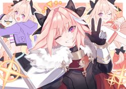 Rule 34 | absurdres, astolfo (fate), astolfo (sailor paladin) (fate), blush, bow, braid, fang, fate/apocrypha, fate (series), highres, pink hair, upper body