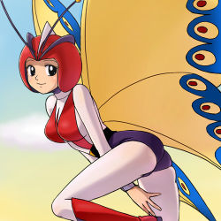 Rule 34 | 1970s (style), 1girl, ageha (microid s), antennae, brown eyes, butterfly wings, haruyama kazunori, insect wings, lowres, microid s, oldschool, retro artstyle, solo, toei animation, wings