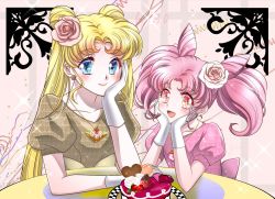 Rule 34 | bishoujo senshi sailor moon, cake, chibi usa, flower, food, highres, rose, tsukino usagi