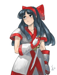 Rule 34 | 1girl, ainu clothes, blue eyes, blue hair, breasts, fingerless gloves, gloves, hair ribbon, highres, legs, long hair, nakoruru, pants, ribbon, samurai spirits, small breasts, snk, the king of fighters, thighs, traditional media, weapon