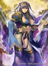 Rule 34 | 1girl, absurdres, adapted costume, alternate costume, black hair, blue eyes, blue hair, blunt bangs, book, breasts, cape, center opening, cleavage, cleavage cutout, clothing cutout, contrapposto, detached sleeves, electricity, energy, female focus, fire emblem, fire emblem awakening, fire emblem cipher, gloves, glowing, gradient background, hand on own hip, highres, homare (fool&#039;s art), jewelry, large breasts, lingerie, long hair, looking at viewer, matching hair/eyes, mature female, navel, nintendo, official art, open book, open mouth, parted lips, purple eyes, purple hair, red eyes, revealing clothes, sideboob, sketch, solo, sorcerer (fire emblem awakening), tharja (fire emblem), thighhighs, tiara, two side up, underwear, wide sleeves, witch