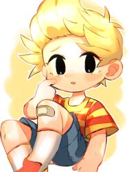 Rule 34 | child, crying, highres, kurorinamori, lucas (mother 3), male focus, mother (game), mother 3, nintendo, simple background, tears