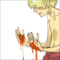 Rule 34 | 1boy, blonde hair, blood, galerians, lowres, male focus, rion (galerians), short hair, simple background, solo, tagme, white background