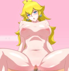 Rule 34 | 1girl, animated, animated gif, blonde hair, blue eyes, blush, bouncing breasts, breasts, censored, crown, earrings, girl on top, jewelry, large breasts, long hair, mario (series), mushizushi, navel, nipples, nude, penis, princess peach, pubic hair, pussy, sex, super mario bros. 1, vaginal