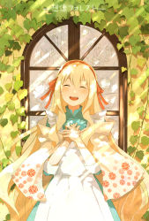 Rule 34 | 1girl, blonde hair, blush, closed eyes, facing viewer, hairband, highres, kagerou project, kozakura marry, long sleeves, mother and daughter, open mouth, red ribbon, ribbon, ryuu32, smile, solo, souzou forest (vocaloid), vocaloid, window