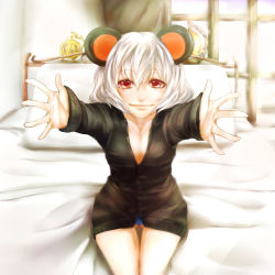 Rule 34 | 1girl, animal ears, bad id, bad pixiv id, carry me, female focus, foreshortening, grey hair, looking at viewer, mouse ears, nazrin, nuko-d, outstretched arms, outstretched hand, reaching, reaching towards viewer, red eyes, short hair, solo, touhou