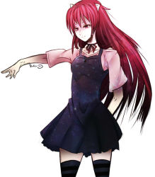 Rule 34 | elfen lied, frown, horns, lucy (elfen lied), mayu-chan13, monster, monster girl, red eyes, red hair, simple background