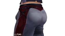 1boy ass bulge eltdoa genshin_impact grey_pants highres huge_ass male_focus pants simple_background solo tight_clothes tight_pants white_background wriothesley_(genshin_impact)