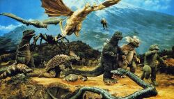 Rule 34 | alien, anguirus, baragon (godzilla), beak, boulder, bug, caterpillar, crossover, destroy all monsters, dinosaur, dragon, eastern dragon, extra tails, flying, forest, giant, giant monster, godzilla, godzilla (series), gorosaurus, horns, hydra, kaijuu, king ghidorah, king kong (series), kumonga, larva, manda (godzilla), minilla, monster, mothra, mount fuji, mountain, multiple boys, multiple girls, multiple heads, mutant, nature, no humans, pteranodon, pterosaur, rodan, sea monster, sea serpent, space monster, spider, toho, varan