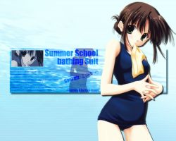Rule 34 | mouth hold, nanao naru, one-piece swimsuit, school swimsuit, solo, swimsuit, tagme, wallpaper