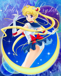 Rule 34 | 1girl, ass, bad id, bad pixiv id, bishoujo senshi sailor moon, bishoujo senshi sailor moon crystal, blonde hair, blue eyes, blue sailor collar, blue skirt, choker, closed mouth, copyright name, double bun, elbow gloves, floating hair, from side, gloves, hair bun, leotard, long hair, looking at viewer, miniskirt, neckerchief, panties, pleated skirt, red neckerchief, sailor collar, sailor moon, sailor senshi uniform, shirt, skirt, sleeveless, sleeveless shirt, smile, solo, standing, tamanegiinyo, twintails, underwear, very long hair, white gloves, white panties, white shirt