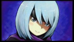 Rule 34 | 1girl, beruka (fire emblem), blue background, blue eyes, blue hair, fire emblem, fire emblem fates, headband, highres, looking at viewer, nintendo, short hair, smile, yuyumi (yuurei)