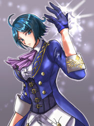 Rule 34 | 1girl, blue eyes, blue hair, breasts, corset, elisabeth blanctorche, gloves, highres, large breasts, matching hair/eyes, snk, the king of fighters, the king of fighters xv