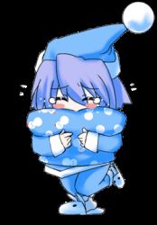 Rule 34 | animated, animated gif, blue hair, blue theme, blush, full body, kotonomiya yuki, lowres, pajamas, solo, spinning, suigetsu, transparent background