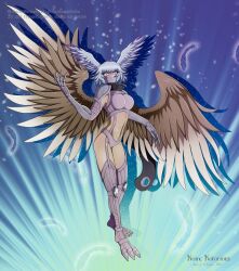 Rule 34 | armor, blue hair, digimon, digimon (creature), mask, short hair, shutumon, wings