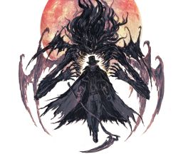 Rule 34 | 1boy, 1other, bloodborne, eldritch abomination, from software, gehrman the first hunter, highres, moon presence (bloodborne), old, old man, peg leg, scythe, shimhaq, tentacle hair, tentacles, wings