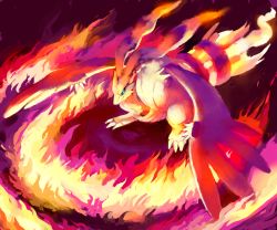 Rule 34 | blue eyes, claws, creatures (company), fire, full body, game freak, gen 5 pokemon, glitchedpuppet, highres, legendary pokemon, looking away, looking down, nintendo, no humans, pokemon, pokemon (creature), pokemon bw, reshiram, solo