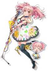 Rule 34 | boots, chibi, high heel boots, high heels, idolmaster, idolmaster cinderella girls, idolmaster poplinks, jougasaki mika, official art, pink hair, thigh boots, transparent background, twintails, yellow eyes