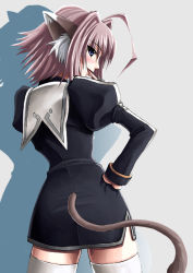 Rule 34 | 00s, 1girl, ahoge, animal ears, cat ears, cat tail, familiar, hand on own hip, liese lotte, lyrical nanoha, magical girl, mahou shoujo lyrical nanoha, mahou shoujo lyrical nanoha a&#039;s, nakayama yukiji, solo, tail, thighhighs