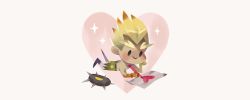 Rule 34 | 1boy, bad id, bad twitter id, blonde hair, burnt, chibi, drawing, full body, gloves, head rest, heart, junkrat (overwatch), lying, male focus, mechanical arms, mechanical legs, on stomach, overwatch, overwatch 1, peg leg, pencil, short hair, simple background, single mechanical arm, single mechanical leg, smile, solid circle eyes, solo, sparkle, star (symbol), tinysnails, torn clothes, valentine, white background