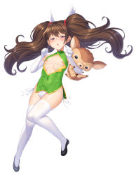 Rule 34 | 1boy, androgynous, bare shoulders, blush, brown hair, bulge, chinese clothes, clenched hands, dress, elbow gloves, embarrassed, erection, erection under clothes, femboy , full body, fur, girly boy, gloves, green dress, hands up, holding, holding stuffed toy, lilith-soft, long hair, looking at viewer, nipples, obui, panties, pink eyes, shiny skin, shoes, short dress, side-tie panties, simple background, solo, stuffed animal, stuffed toy, sweat, taimanin (series), taimanin asagi, taimanin rpgx, thong, trap, turtleneck, twintails, uehara shikanosuke, underwear, very long hair, white background, white gloves, white legwear, white panties