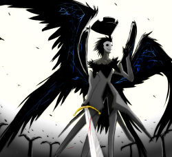 Rule 34 | 1girl, atlus, black wings, demon, nyx avatar, persona, persona 3, sword, weapon, wings