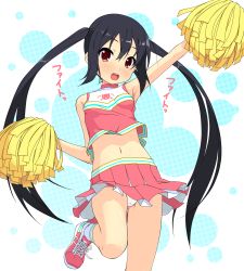 Rule 34 | 1girl, absurdres, alternate costume, arm up, armpits, black hair, blush, breasts, cameltoe, cheerleader, clothes lift, crop top, crop top overhang, full-face blush, highres, k-on!, k10k, kyoto animation, long hair, looking at viewer, midriff, nakano azusa, navel, panties, pantyshot, pom pom (cheerleading), red eyes, shiny skin, shoes, skirt, skirt lift, small breasts, smile, sneakers, socks, solo, thigh gap, twintails, underwear, upskirt, white panties, wind, wind lift