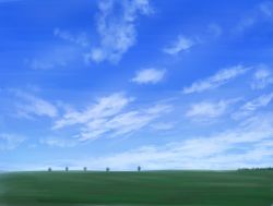 Rule 34 | blue sky, cloud, commentary request, day, field, horizon, minami koyogi, no humans, original, outdoors, scenery, sky, tree