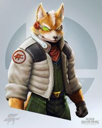 Rule 34 | 1boy, fox, fox mccloud, gloves, highres, jacket, male focus, microphone, nintendo, raf grassetti, scouter, solo, star fox, super smash bros.
