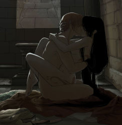 Rule 34 | 1boy, 1girl, albus (castlevania), barefoot, black hair, breasts, castlevania (series), castlevania: order of ecclesia, completely nude, couple, feet, girl on top, hair over eyes, hetero, hug, jpeg artifacts, kiss, leg lock, long hair, medium breasts, nude, sex, shanoa, soles, straddling, tattoo, thighs, toe-point, toes, upright straddle, vaginal, very long hair, vyrl