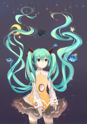 Rule 34 | 1girl, absurdres, bad id, bad pixiv id, fingerless gloves, floating hair, gloves, green eyes, green hair, hatsune miku, highres, long hair, mai (amailove), matching hair/eyes, odds &amp; ends (vocaloid), project diva (series), project diva f, robot, skirt, solo, star (symbol), thighhighs, twintails, very long hair, vocaloid