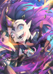 Rule 34 | 2girls, absurdres, alternate costume, alternate hair color, boots, chain, dress, elbow gloves, frog, gloves, glowing, glowing eye, highres, league of legends, lips, lipstick, long hair, magical girl, makeup, multiple girls, neeko (league of legends), orange hair, purple hair, purple lips, star (symbol), star guardian (league of legends), star guardian neeko, star guardian zoe, tail, thighhighs, very long hair, zoe (league of legends)