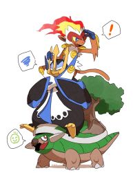 Rule 34 | !, :d, ban (ban62460424), blue eyes, bright pupils, closed mouth, colored sclera, commentary request, creatures (company), empoleon, fang, game freak, gen 4 pokemon, infernape, looking up, nintendo, open mouth, pokemon, pokemon (creature), signature, sitting, smile, spoken exclamation mark, spoken squiggle, squiggle, standing, toes, tongue, torterra, white pupils, yellow sclera