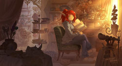 Rule 34 | 1girl, artist name, barrel, basket, beetle, black hat, black pants, blood elf (warcraft), book, book stack, bookshelf, bug, camera, candle, chair, closed mouth, compass, crossed legs, cup, curtains, cushion, dahuang, dated, day, desk, drawer, drawstring, drum, dust, elf, fantasy, feathers, figure, floating, floating object, flower, frilled sleeves, frills, full body, gem, glint, globe, green eyes, grey sweater, hat, hat feather, highres, holding, holding book, hood, hooded sweater, inkwell, insect, instrument, jar, letter, long eyebrows, long hair, long sleeves, looking at viewer, map, mirror, monkey, note, on chair, open book, pants, paper, picture frame, pirate hat, plant, pointy ears, pom pom (clothes), ponytail, potion, potted plant, quill, red hair, scissors, sharp teeth, shelf, sitting, skull, skull and crossbones, slippers, smile, solo, statue, stuffed owl, sunlight, sweater, swept bangs, table, tablecloth, teacup, teeth, telescope, treasure chest, vase, warcraft, white footwear, window, world of warcraft