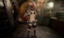Rule 34 | 1girl, 3d, bikini, bikini top only, blurry, breasts, brown eyes, coat, code vein, depth of field, fingerless gloves, full-body tattoo, game cg, gas mask, gloves, green coat, highres, looking at viewer, mask, midriff, navel piercing, official art, orange hair, perspective, petite, piercing, ponytail, rin murasame, screencap, shorts, small breasts, solo, swimsuit, tattoo