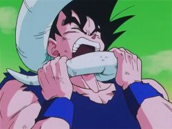 Rule 34 | 1990s (style), 2boys, alien, animated, animated gif, asphyxiation, battle, biting, black hair, dragon ball, dragonball z, frieza, lowres, male focus, multiple boys, son goku, star (symbol), strangling, tail, violence, wristband