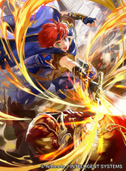 Rule 34 | &gt;:o, 2boys, :o, armor, cape, copyright name, fighting, fingerless gloves, fire emblem, fire emblem: the binding blade, fire emblem cipher, gloves, green eyes, headband, mayo (becky2006), multiple boys, nintendo, official art, open mouth, red hair, roy (fire emblem), soldier, sword, v-shaped eyebrows, weapon